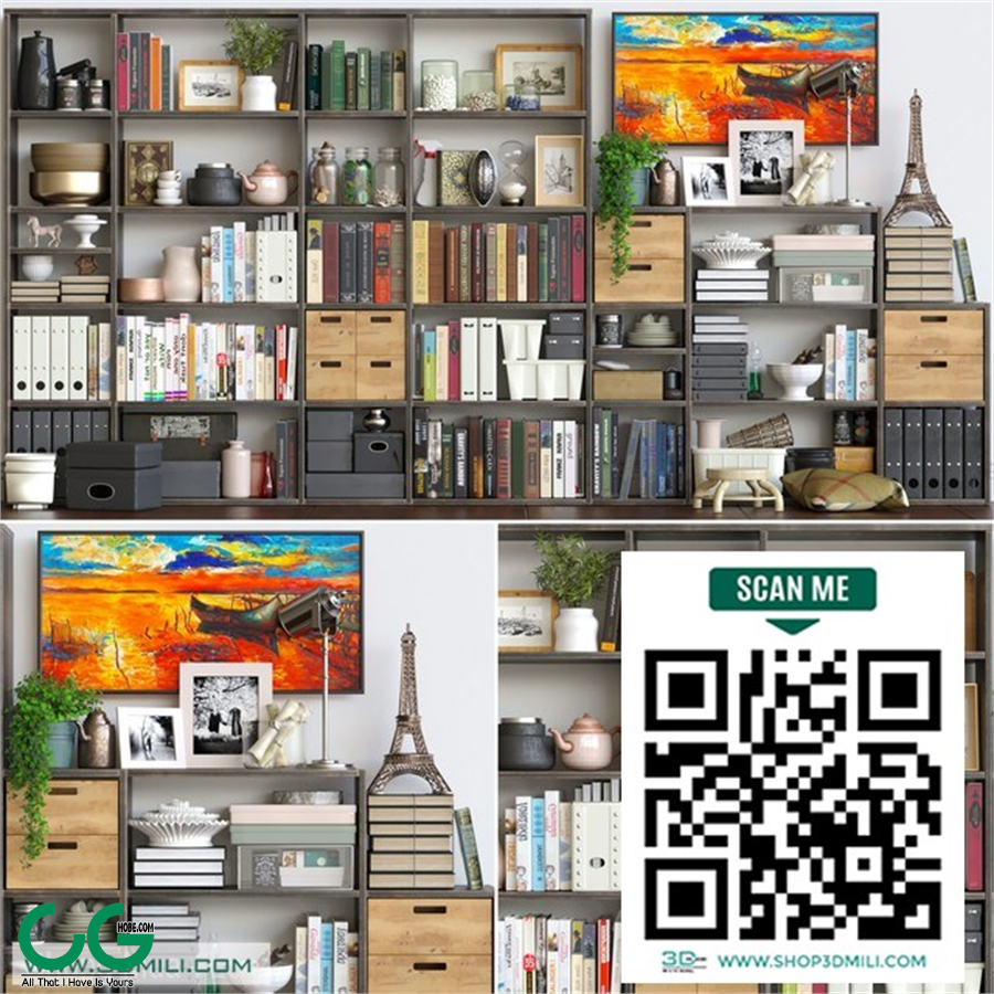 Large wardrobe with decor, accessories, figurines and vases